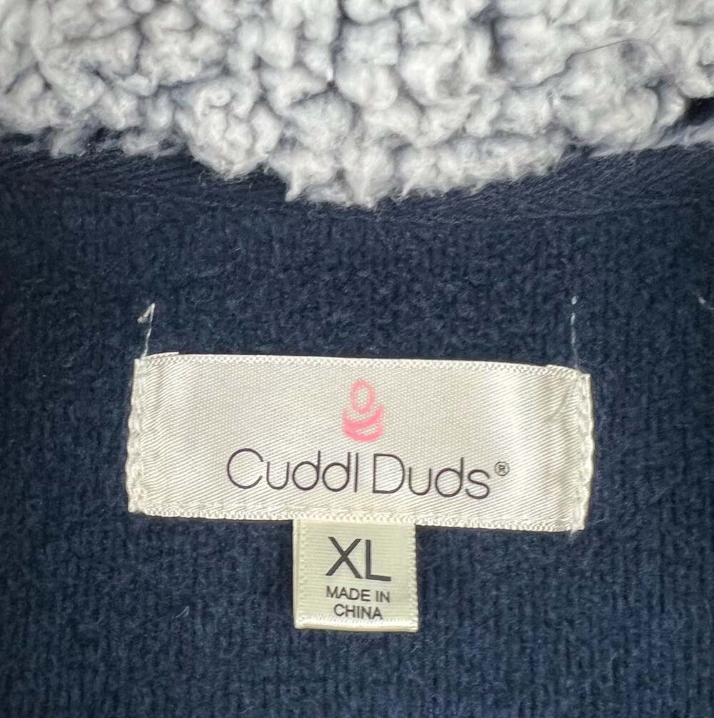 Cuddl Duds Women Blue Full Zip Sherpa Collar Fleece Jacket Size XL 18/20